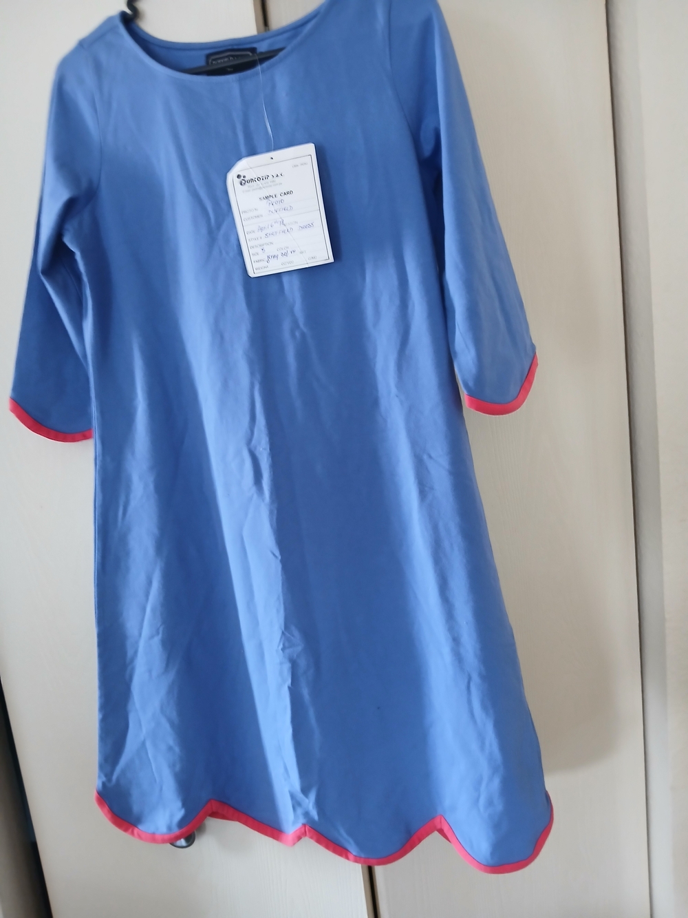 Duffield Lane Blue A-Line Dress with Pink Trim